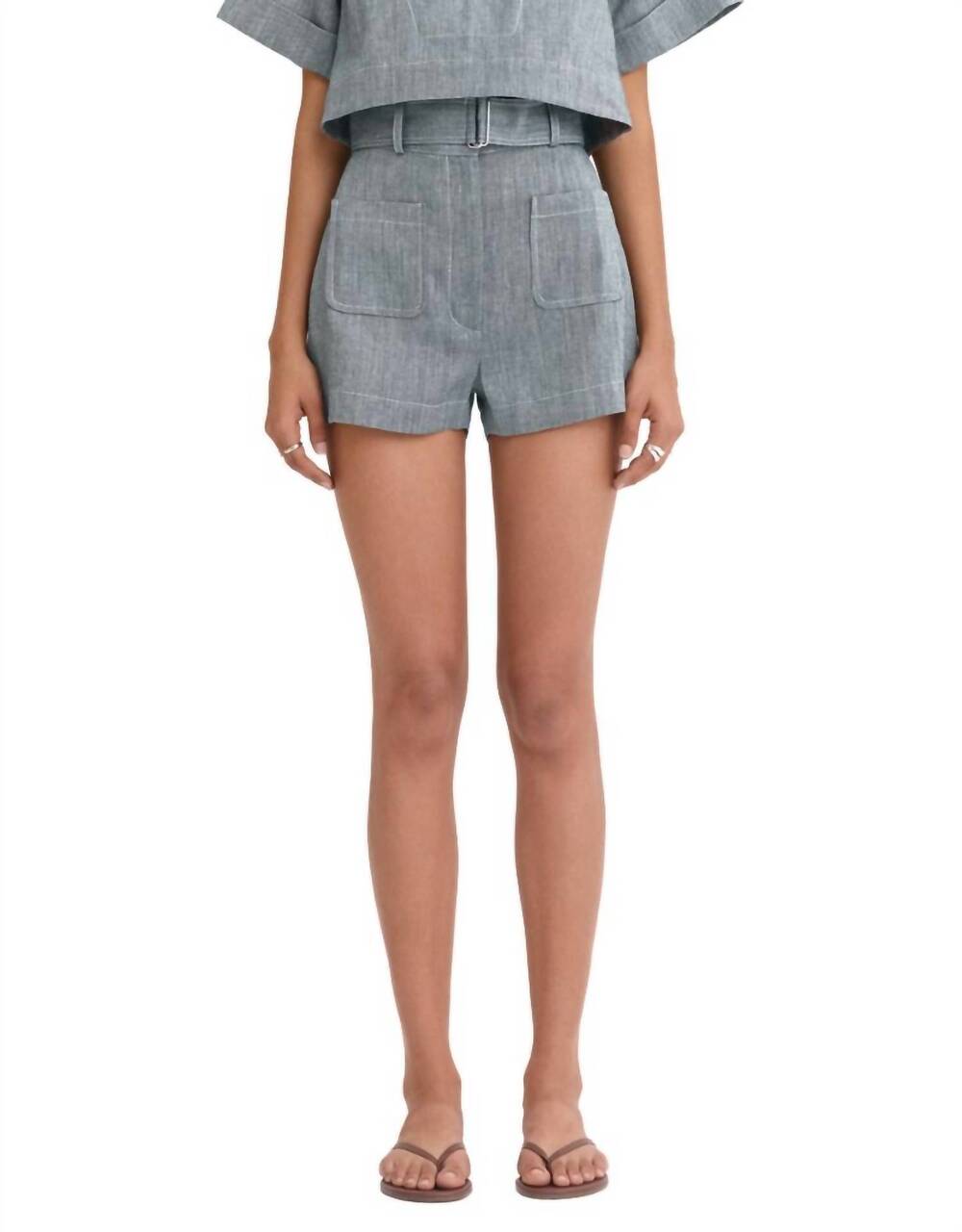 NEW MATTHEW BRUCH belted pocket short in denim